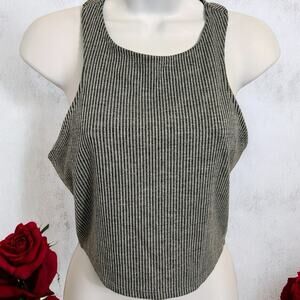 Urban Outfitters Sparkle & Fade Gray Ribbed Crop Tank Top Sz M Racer-Back Blouse
